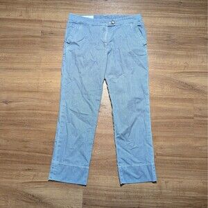 Faconnable Jeans Women Size 6 Straight Leg Cropped Blue Striped Casual